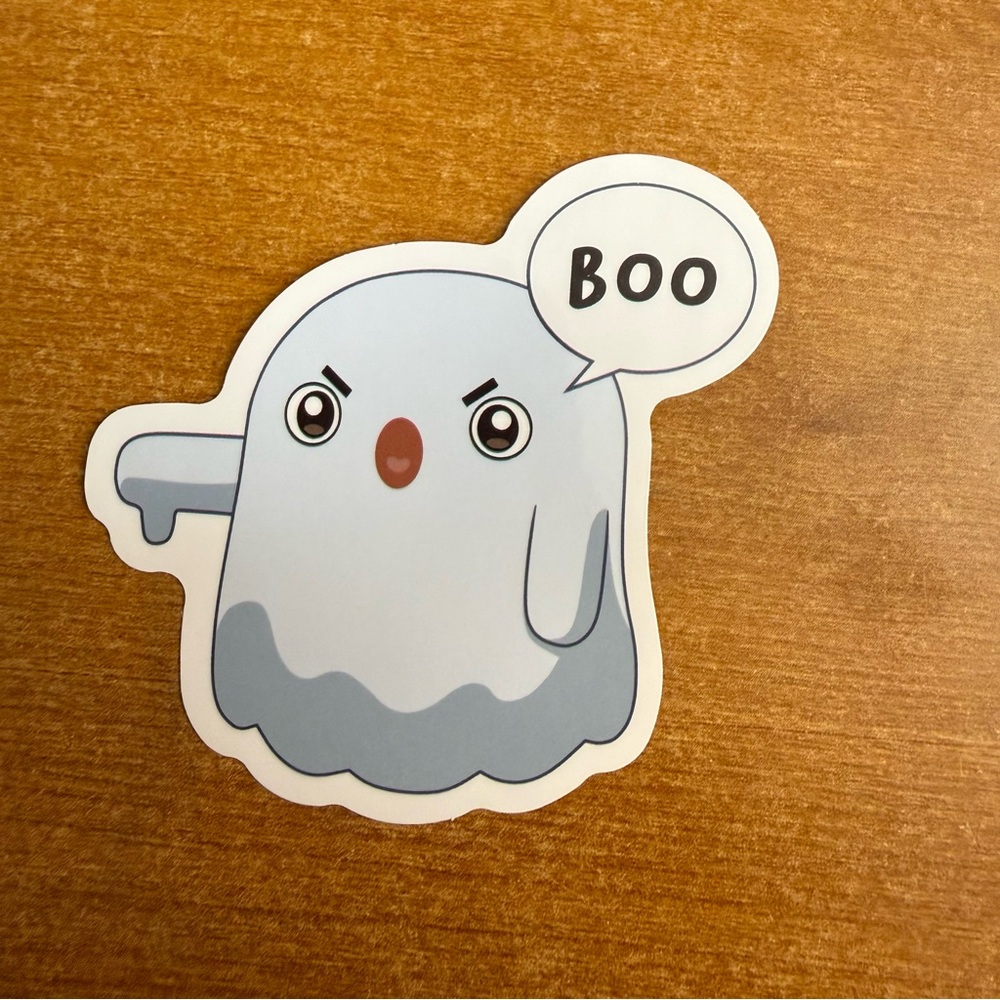 Cute Ghost Sticker with Speech‎ Bubble